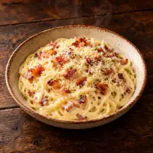 Espaguete ao Molho Branco com Bacon
